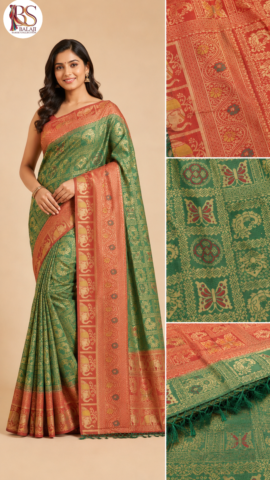 Traditional Art Silk Saree with Rich Zari Border and Heritage Motifs
