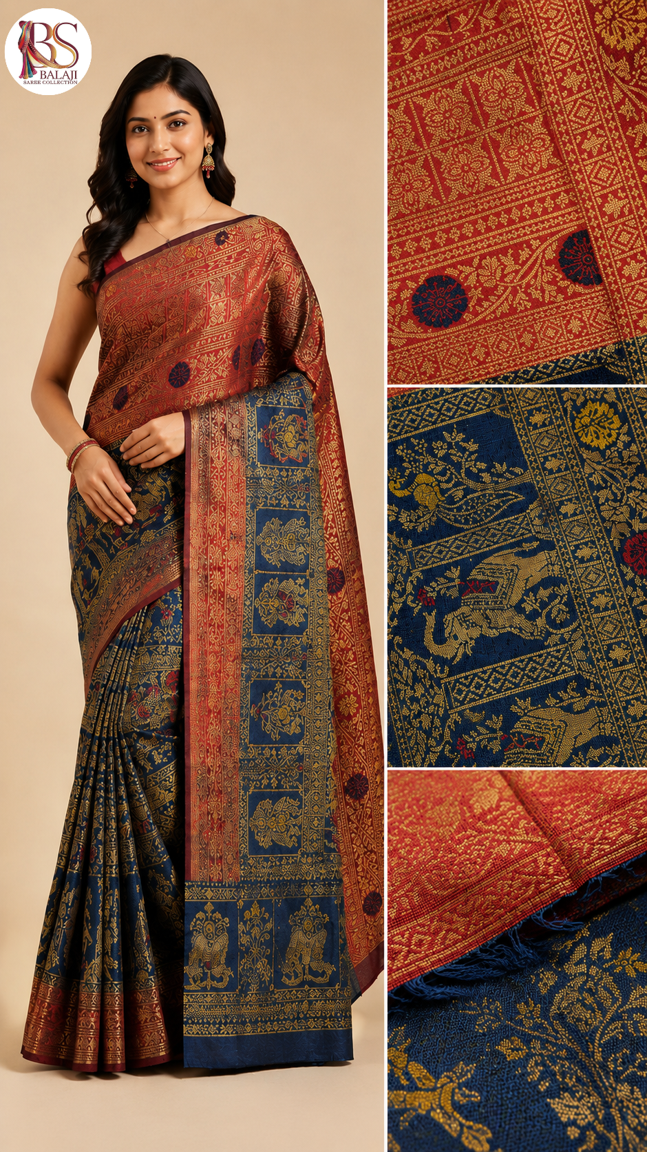 Traditional Art Silk Saree with Rich Zari Border and Heritage Motifs