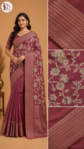 Floral Printed Soft Silk Saree with Traditional Woven Border