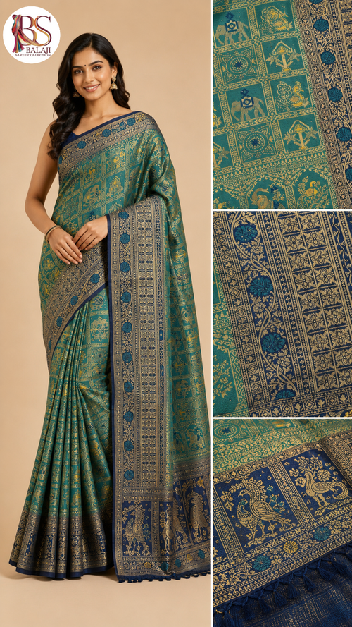 Traditional Art Silk Saree with Rich Zari Border and Heritage Motifs