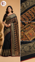 Heritage Kalamkari Printed Silk Saree with Grand Zari Border