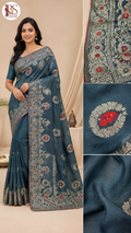 Floral Butti Soft Silk Saree with Rich Woven Border